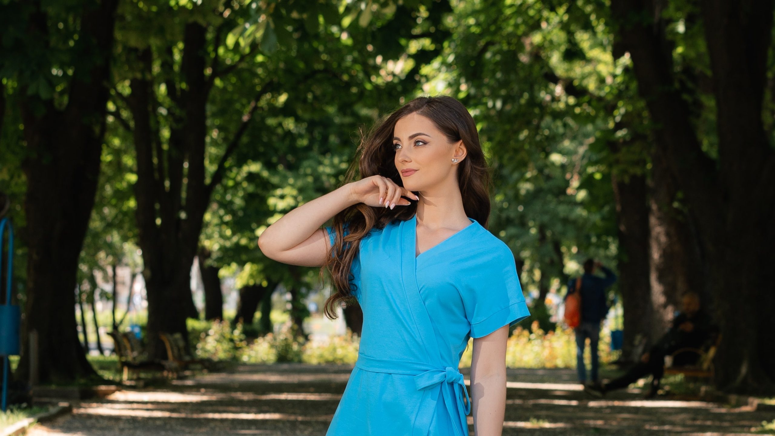 Women dressed in blue dress
