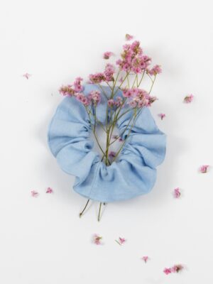 Linen blue scrunchie
