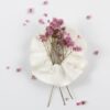 Linen white scrunchie with flowers