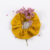Linen yellow scrunchie with flowers inside