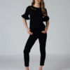 Women organic cotton black pants black t-shirt