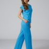 Women organic cotton blue pants blue t-shirt