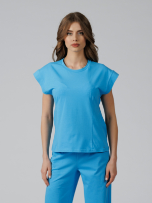 Women organic cotton blue pants blue t-shirt