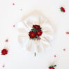 Organic cotton white color scrunchie with flowers inside