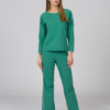 Green organic cotton pajama set long sleeve blouse long pants