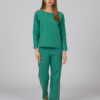 Green organic cotton pajama set long sleeve blouse long pants