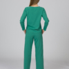 Green organic cotton pajama set long sleeve blouse long pants