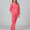 Pink organic cotton pajama set long sleeve blouse long pants
