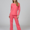 Pink organic cotton pajama set long sleeve blouse long pants