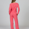 Pink organic cotton pajama set long sleeve blouse long pants