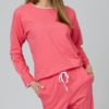 Pink organic cotton pajama set long sleeve blouse long pants