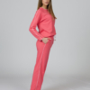 Pink organic cotton pajama set long sleeve blouse long pants