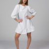 White organic cotton puff sleeve dress midi lenght