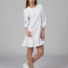 White organic cotton puff sleeve dress midi lenght
