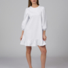 White organic cotton puff sleeve dress midi lenght