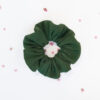 Organic cotton dark green color scrunchie