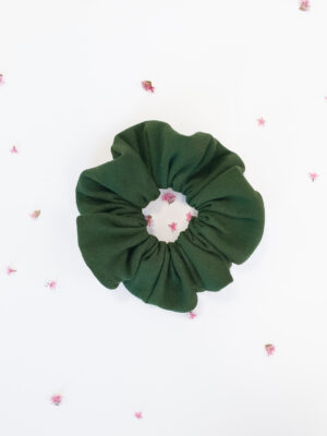 Organic cotton dark green color scrunchie