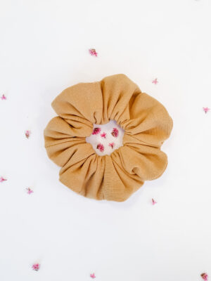 Organic cotton caramel color scrunchie