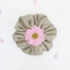 Organic cotton gray scrunchie with flowers inside