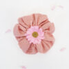 Organic cotton pink scrunchie with flowers inside