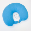 Travel pillow made of organic cotton with hypoallergenic down filling in blue color