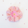 Organic cotton pink stripes pattern scrunchie with flower inside