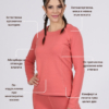 Women with brown hair is wearing pink organic cotton long sleeve top and pink organic cotton leggings